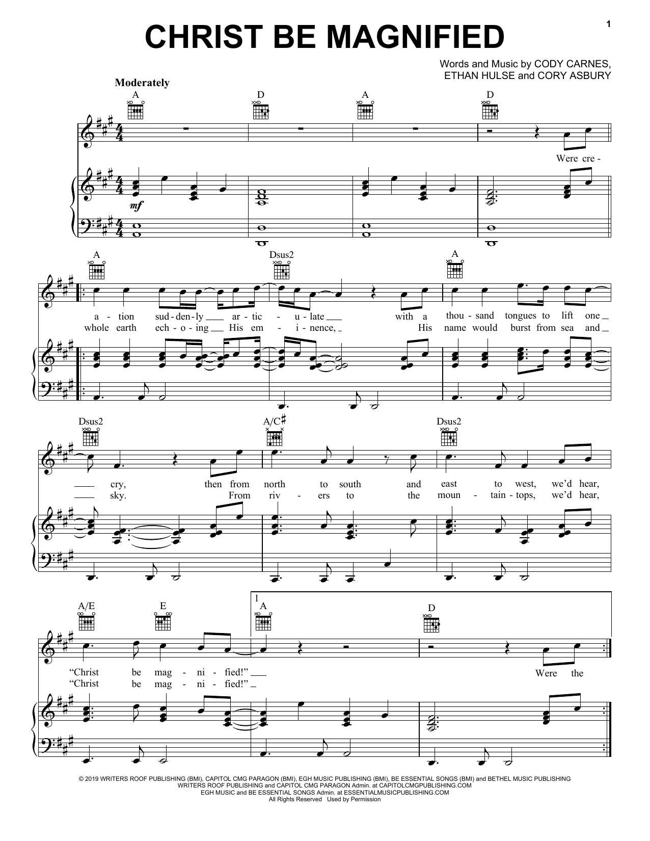 Cody Carnes Christ Be Magnified Sheet Music Notes & Chords for Piano, Vocal & Guitar (Right-Hand Melody) - Download or Print PDF