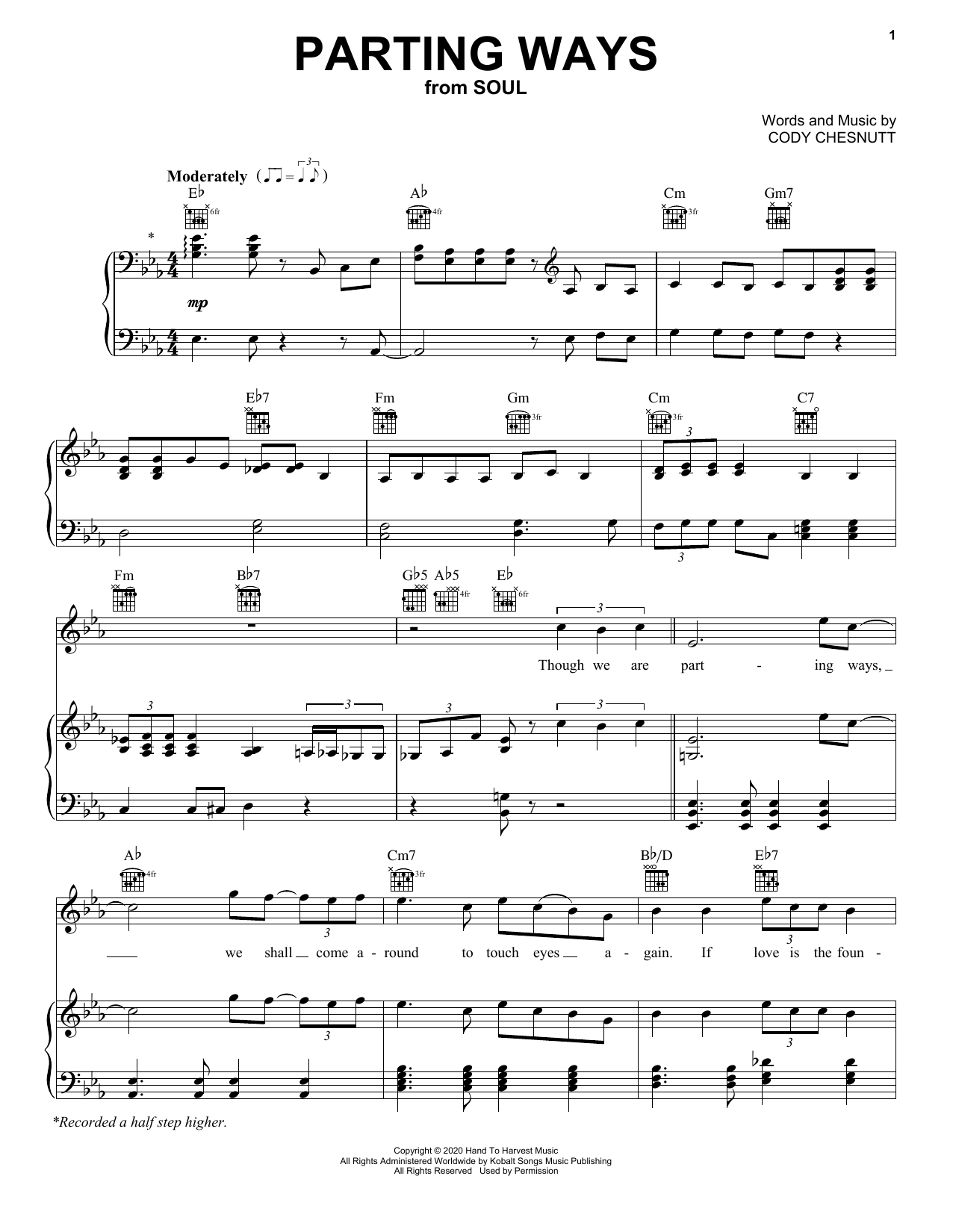 Cody ChesnuTT Parting Ways (from Soul) Sheet Music Notes & Chords for Super Easy Piano - Download or Print PDF