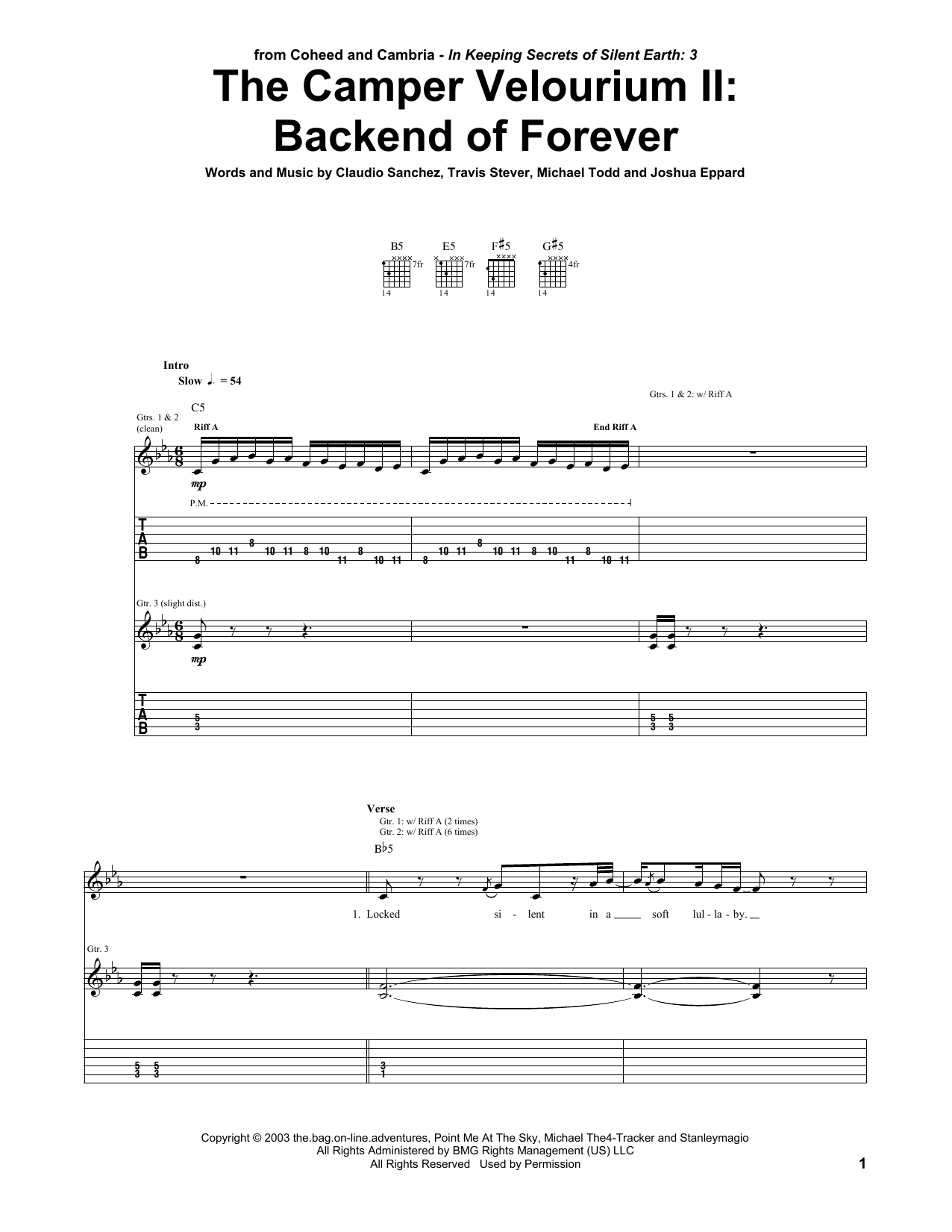 Coheed And Cambria The Camper Velourium II: Backend Of Forever Sheet Music Notes & Chords for Guitar Tab - Download or Print PDF