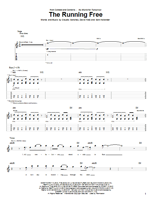 Coheed And Cambria The Running Free Sheet Music Notes & Chords for Guitar Tab - Download or Print PDF