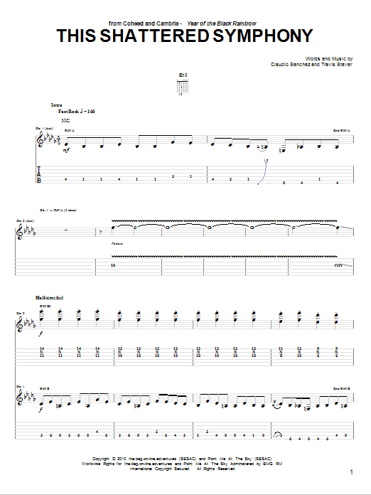 Coheed And Cambria This Shattered Symphony Sheet Music Notes & Chords for Guitar Tab - Download or Print PDF