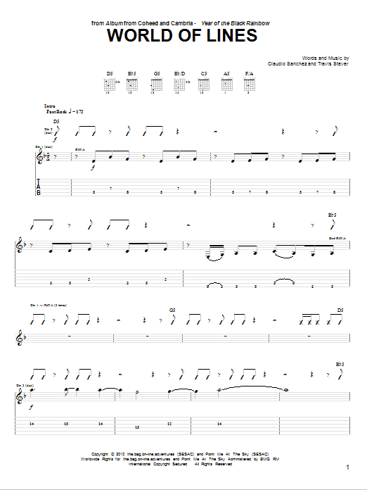 Coheed And Cambria World Of Lines Sheet Music Notes & Chords for Guitar Tab - Download or Print PDF