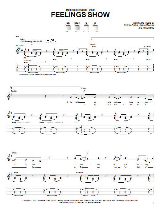 Colbie Caillat Feelings Show Sheet Music Notes & Chords for Lyrics & Chords - Download or Print PDF