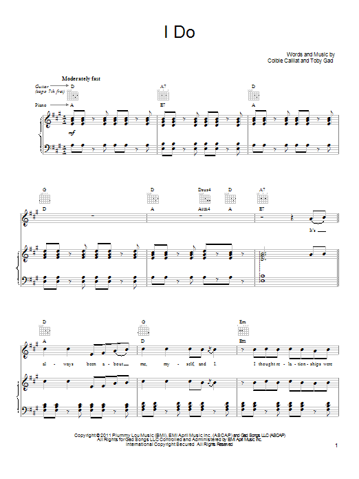 Colbie Caillat I Do Sheet Music Notes & Chords for Lyrics & Chords - Download or Print PDF