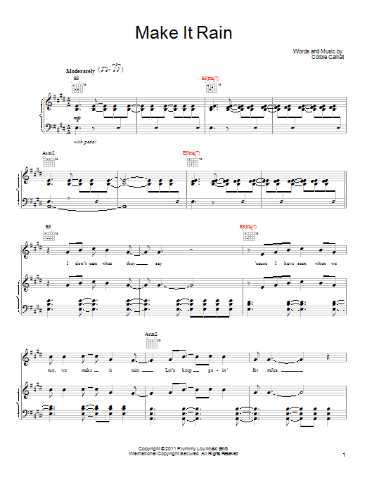 Colbie Caillat Make It Rain Sheet Music Notes & Chords for Piano, Vocal & Guitar (Right-Hand Melody) - Download or Print PDF