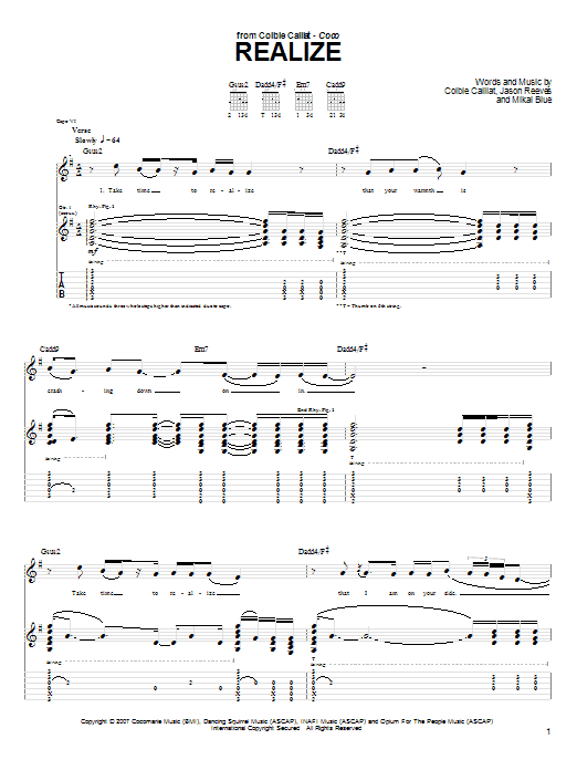 Colbie Caillat Realize Sheet Music Notes & Chords for Ukulele with strumming patterns - Download or Print PDF