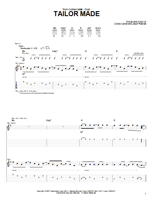 Colbie Caillat Tailor Made Sheet Music Notes & Chords for Guitar Tab - Download or Print PDF