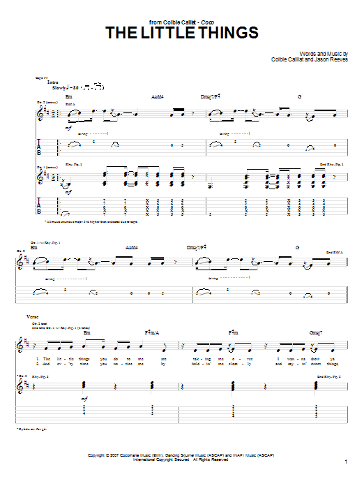 Colbie Caillat The Little Things Sheet Music Notes & Chords for Guitar Tab - Download or Print PDF