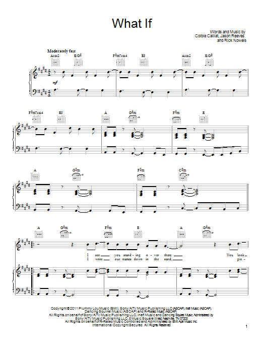 Colbie Caillat What If Sheet Music Notes & Chords for Lyrics & Chords - Download or Print PDF