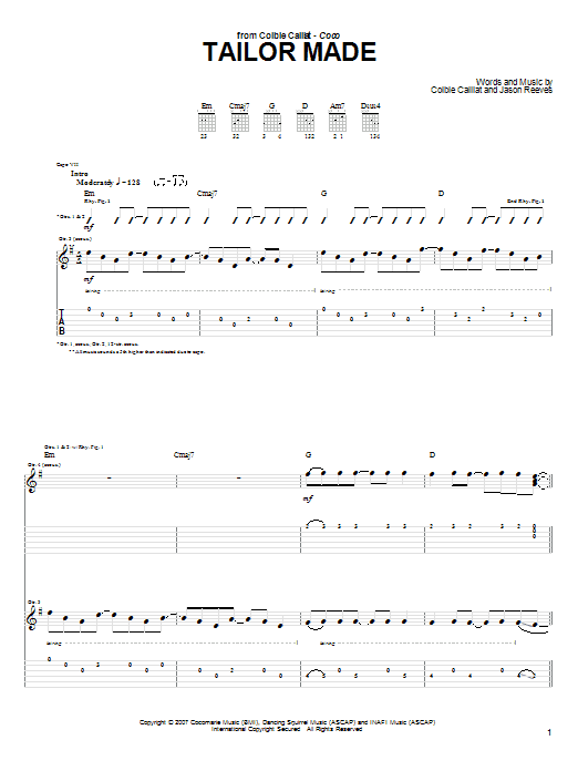 Preview Colbie Caillat Tailor Made Pop sheet music, notes and chords for Piano, Vocal & Guitar (Right-Hand Melody), SKU: 64052 Tailor Made sheet music