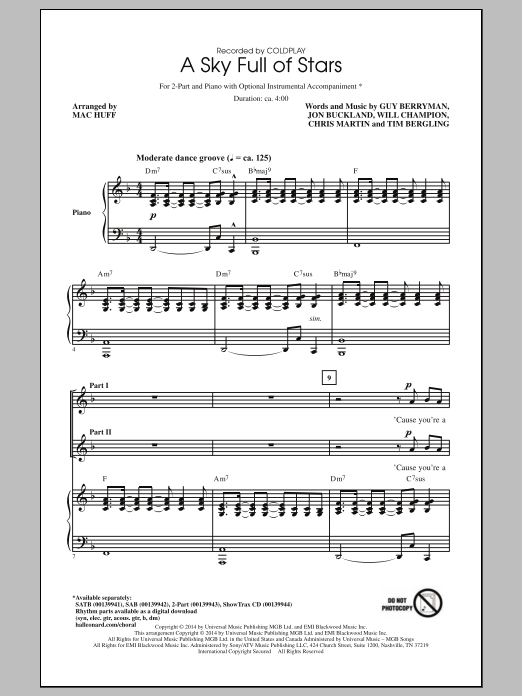 Coldplay A Sky Full Of Stars Arr Mac Huff Sheet Music Download Pdf Score Coldplay A Sky Full Of Stars Arr Mac Huff Sheet Music Download Pdf Score
