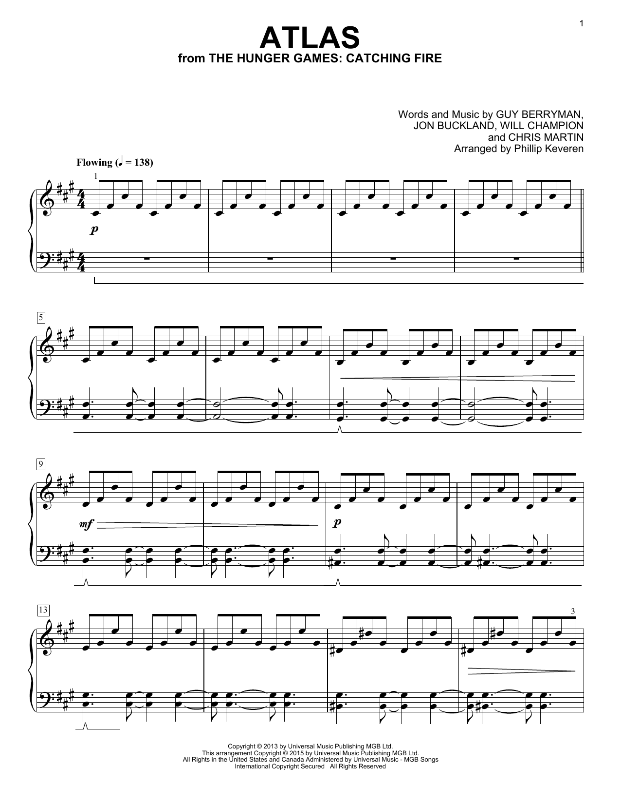 Coldplay Atlas [Classical version] (arr. Phillip Keveren) Sheet Music Notes & Chords for Piano - Download or Print PDF