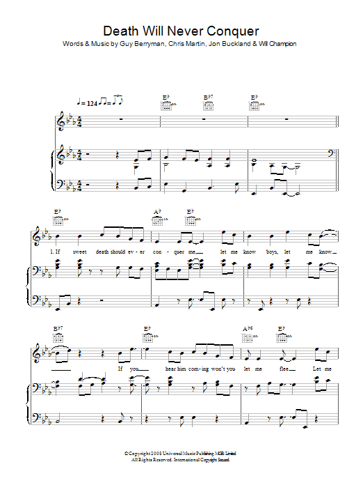 Coldplay Death Will Never Conquer Sheet Music Notes & Chords for Piano, Vocal & Guitar - Download or Print PDF