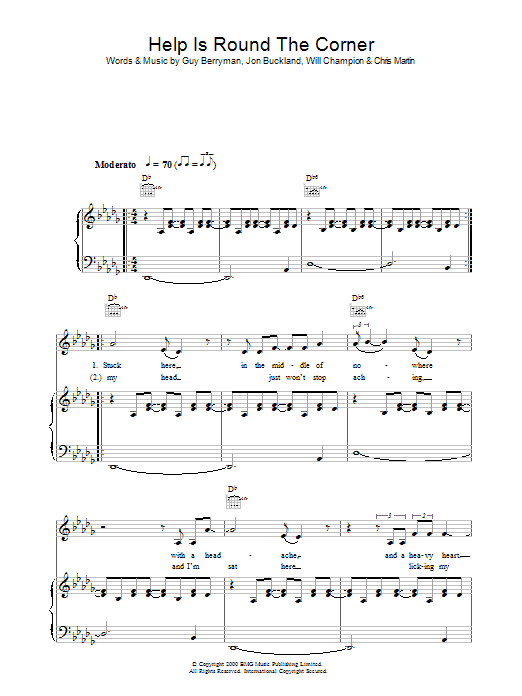 Coldplay Help Is Round The Corner Sheet Music Notes & Chords for Lyrics & Chords - Download or Print PDF