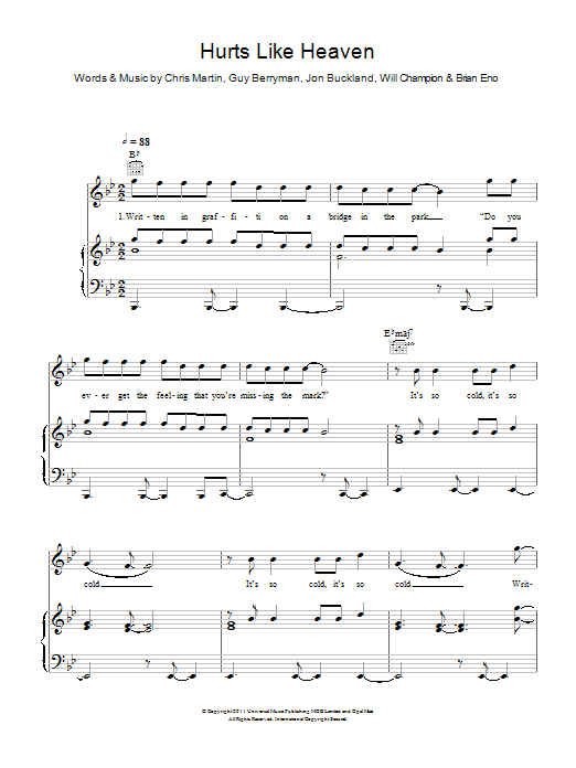 Coldplay Hurts Like Heaven Sheet Music Notes & Chords for Lyrics & Chords - Download or Print PDF