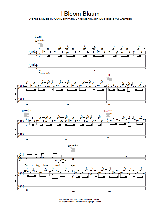 Coldplay I Bloom Blaum Sheet Music Notes & Chords for Lyrics & Chords - Download or Print PDF