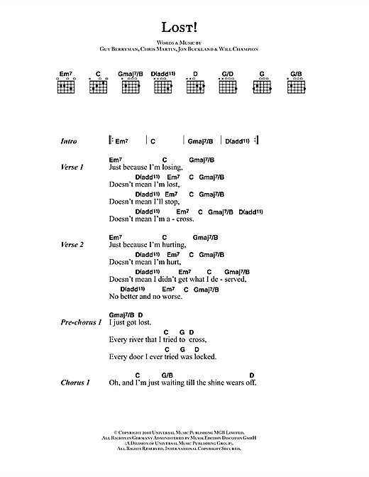 Coldplay Lost! Sheet Music Notes & Chords for Ukulele - Download or Print PDF