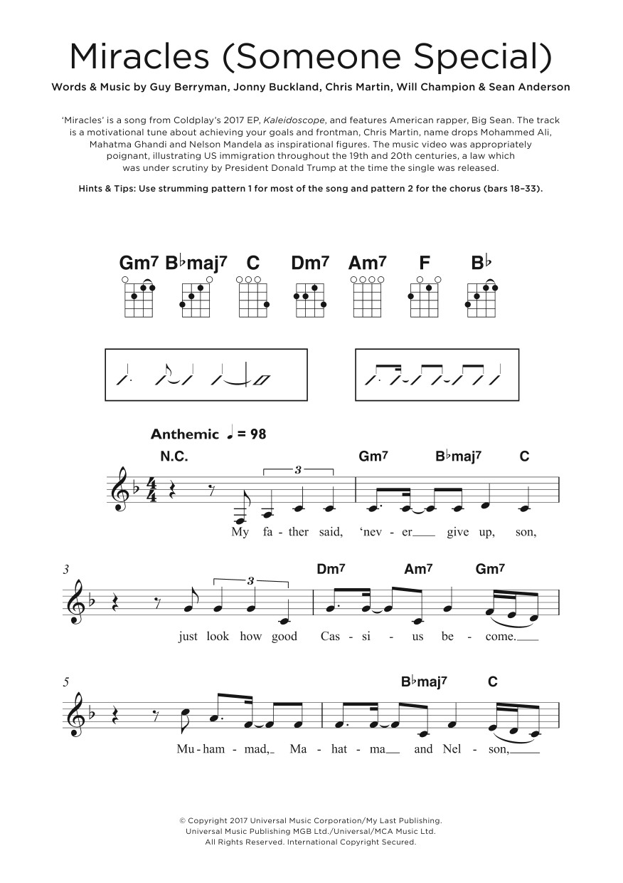 Coldplay Miracles (Someone Special) (featuring Big Sean) Sheet Music Notes & Chords for Keyboard - Download or Print PDF