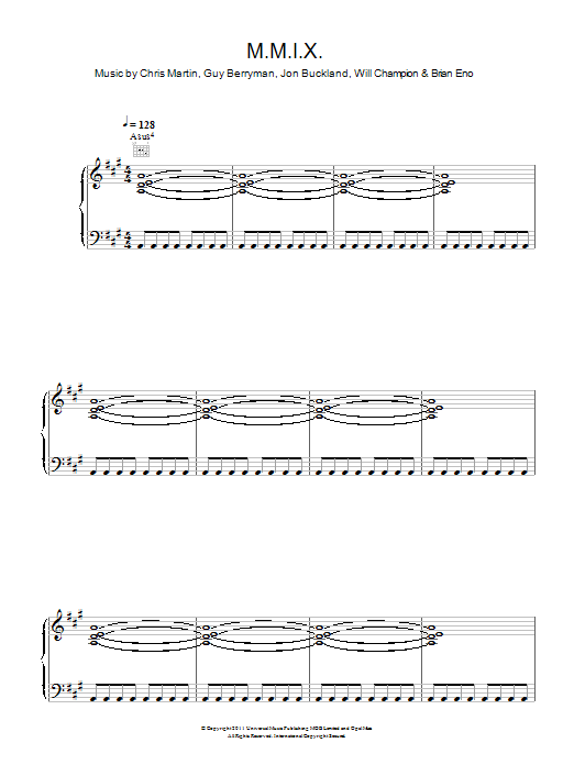 Coldplay M.M.I.X. Sheet Music Notes & Chords for Piano, Vocal & Guitar (Right-Hand Melody) - Download or Print PDF