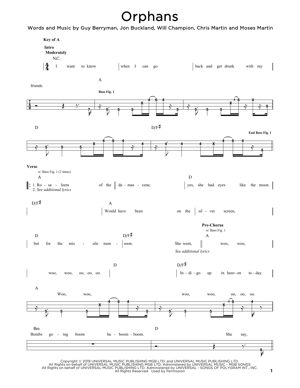 Coldplay Orphans Sheet Music Notes & Chords for Ukulele - Download or Print PDF