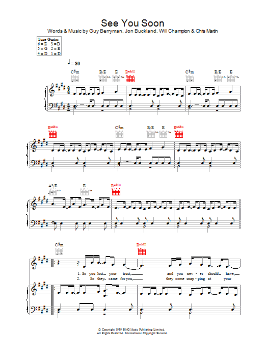 Coldplay See You Soon Sheet Music Notes & Chords for Piano, Vocal & Guitar - Download or Print PDF