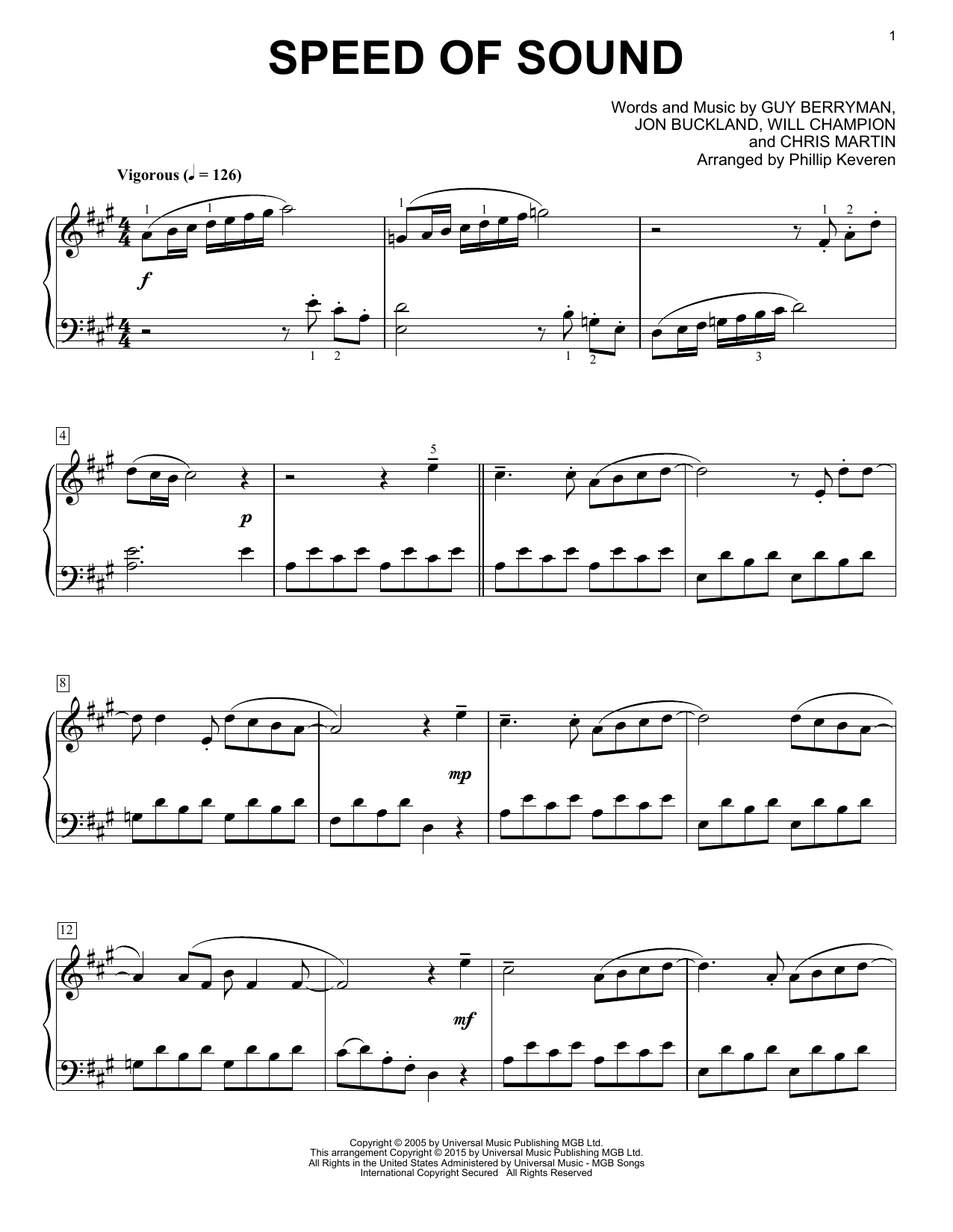 Coldplay Speed Of Sound [Classical version] (arr. Phillip Keveren) Sheet Music Notes & Chords for Piano - Download or Print PDF