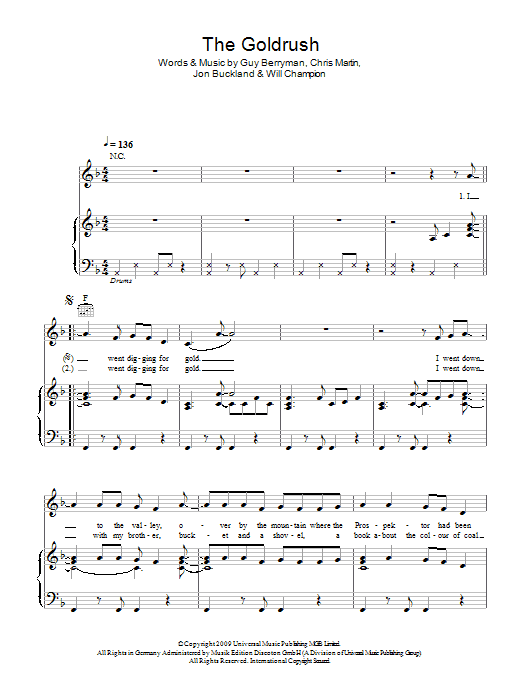 Coldplay The Goldrush Sheet Music Notes & Chords for Lyrics & Chords - Download or Print PDF