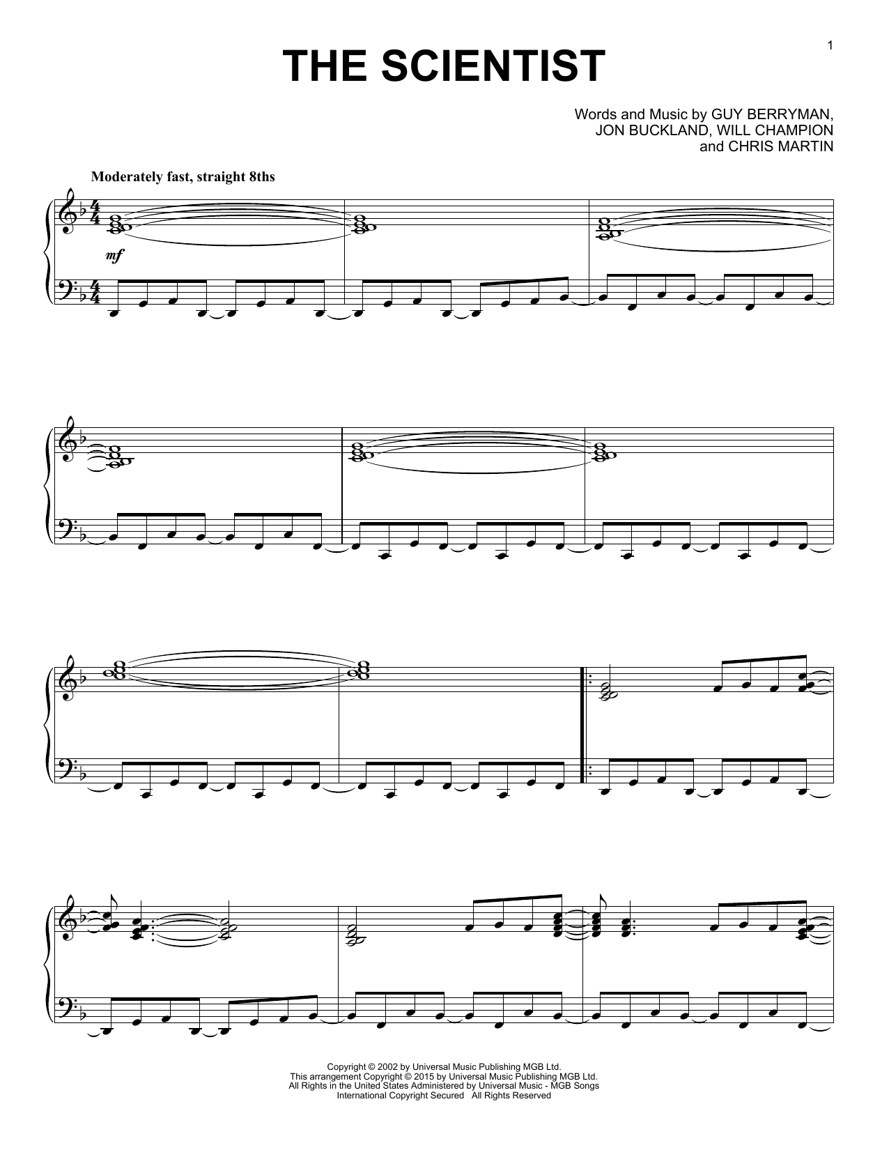 Coldplay The Scientist [Jazz version] Sheet Music Notes & Chords for Piano - Download or Print PDF