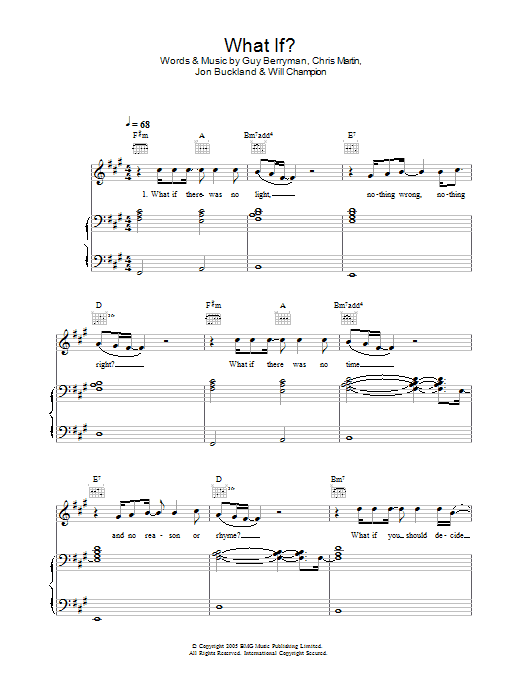 Coldplay What If? Sheet Music Notes & Chords for Clarinet - Download or Print PDF