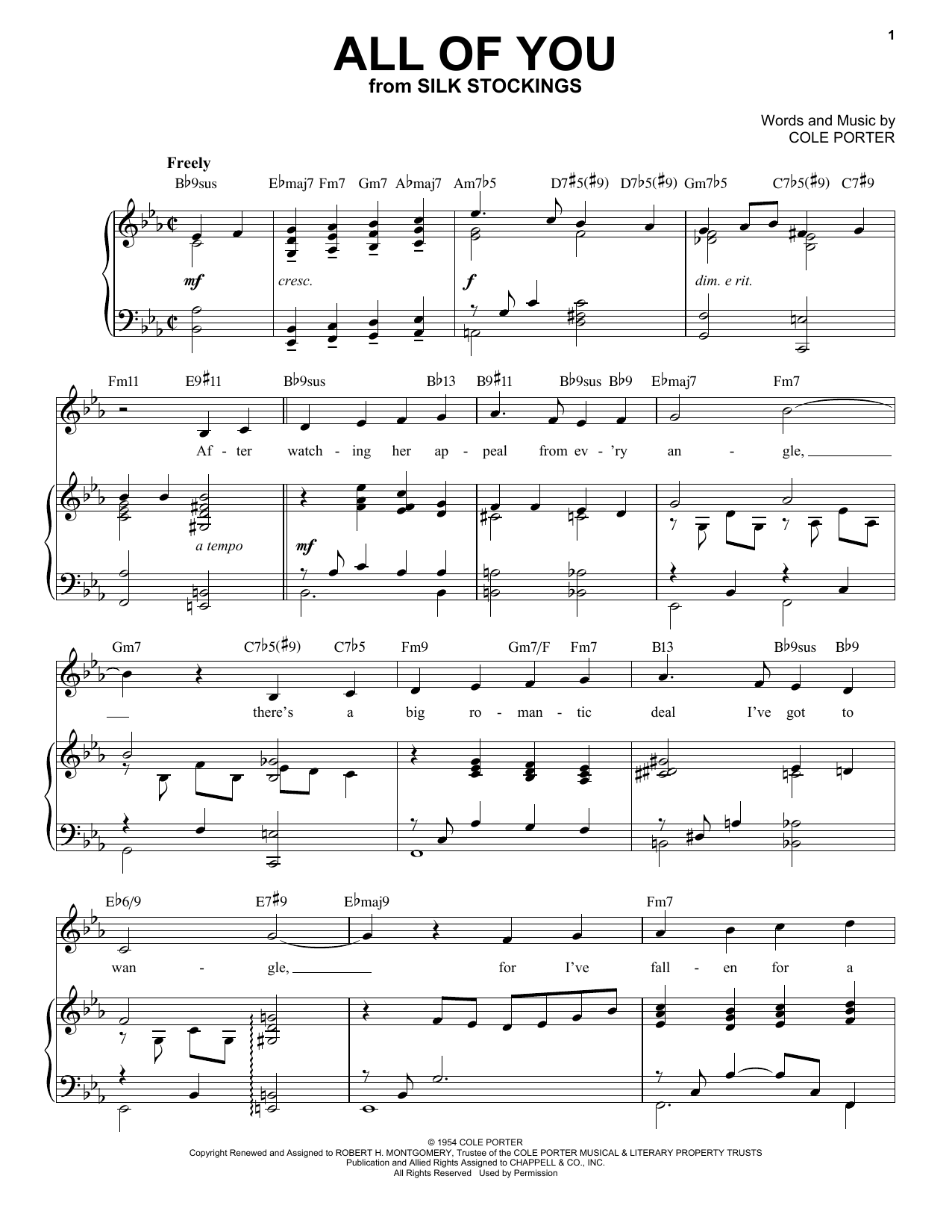 Cole Porter All Of You [Jazz version] (from Silk Stockings) (arr. Brent Edstrom) Sheet Music Notes & Chords for Piano & Vocal - Download or Print PDF
