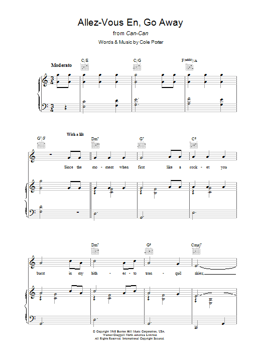 Cole Porter Allez-Vous En, Go Away Sheet Music Notes & Chords for Piano, Vocal & Guitar (Right-Hand Melody) - Download or Print PDF