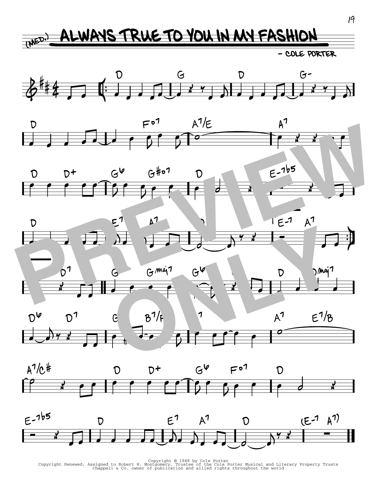 Cole Porter Always True To You In My Fashion Sheet Music Notes & Chords for Real Book – Melody & Chords - Download or Print PDF