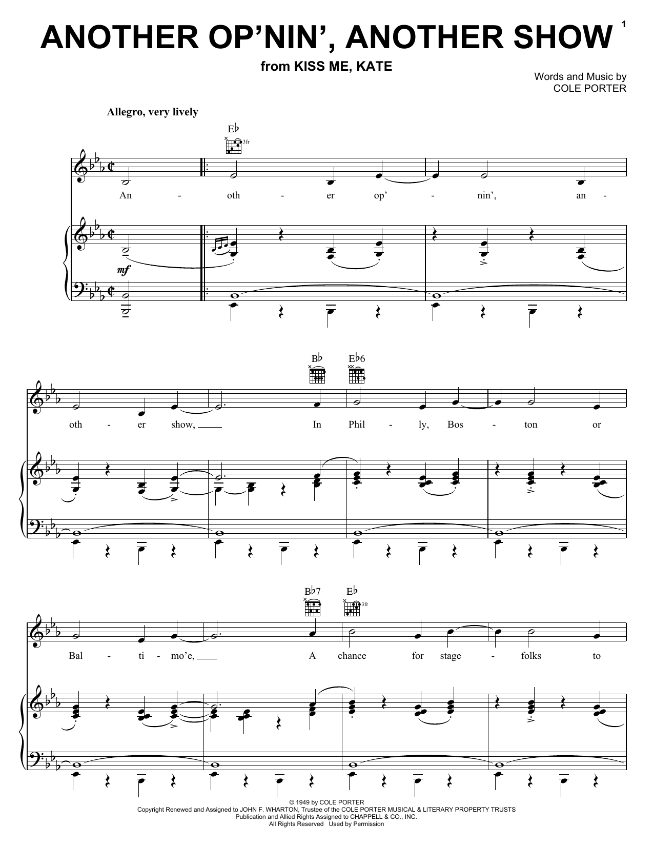 Cole Porter Another Op'nin', Another Show (from Kiss Me, Kate) Sheet Music Notes & Chords for Piano Duet - Download or Print PDF