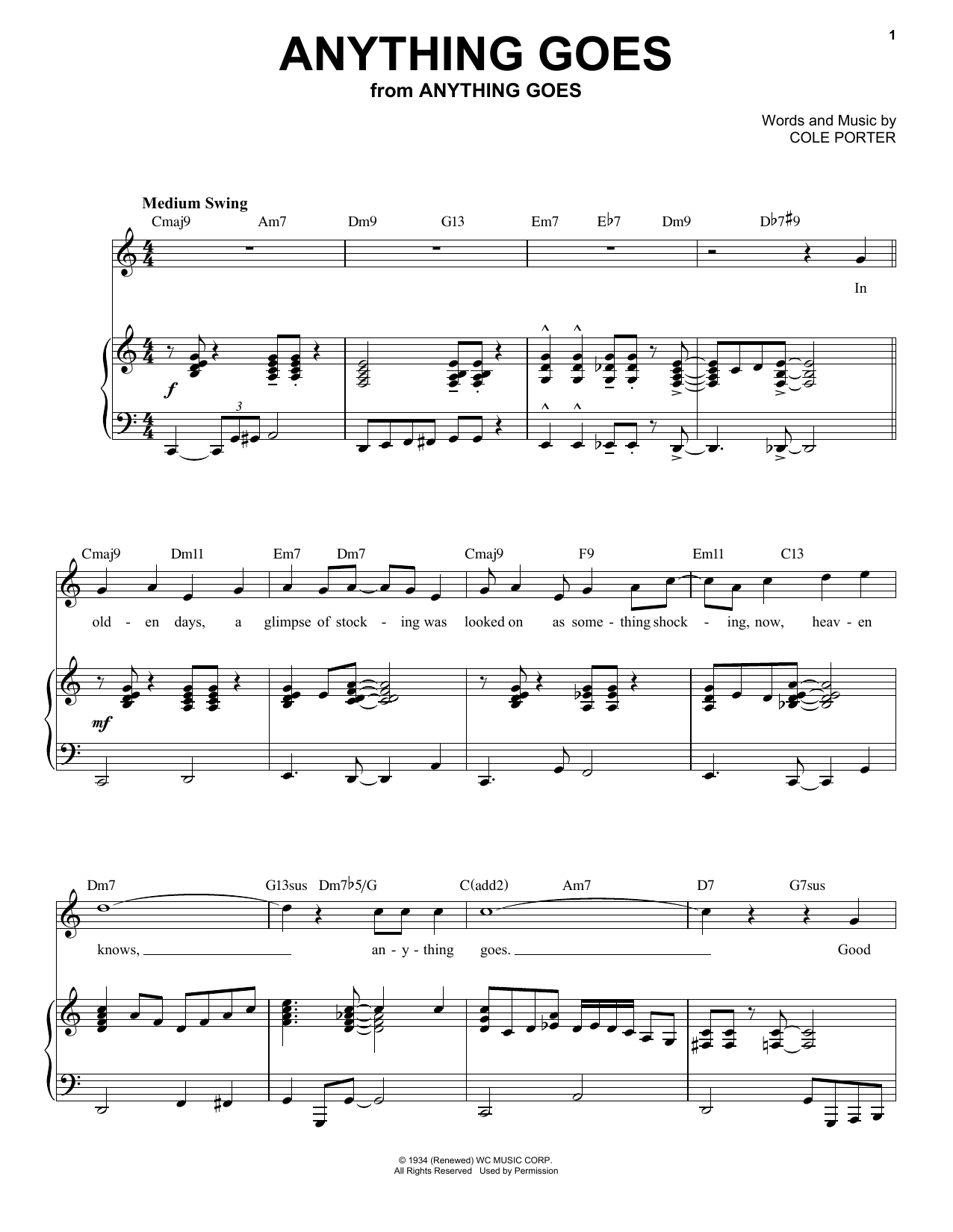 Cole Porter Anything Goes [Jazz version] (arr. Brent Edstrom) Sheet Music Notes & Chords for Piano & Vocal - Download or Print PDF