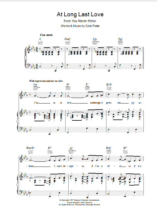 Cole Porter At Long Last Love Sheet Music Notes & Chords for Real Book - Melody & Chords - C Instruments - Download or Print PDF