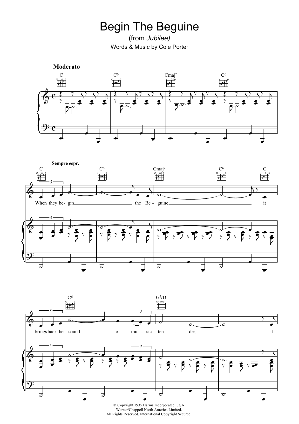 Cole Porter Begin The Beguine Sheet Music Notes & Chords for Easy Piano - Download or Print PDF