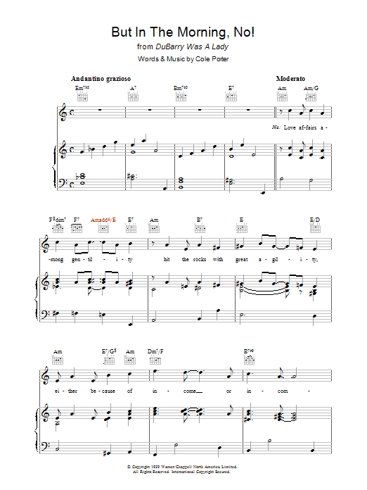 Cole Porter But In The Morning, No! Sheet Music Notes & Chords for Piano, Vocal & Guitar (Right-Hand Melody) - Download or Print PDF