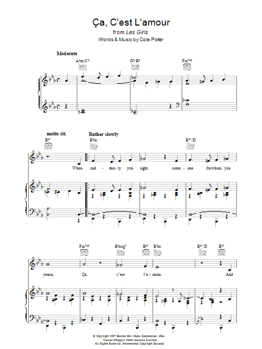 Cole Porter Ca, C'est L'amour Sheet Music Notes & Chords for Piano, Vocal & Guitar (Right-Hand Melody) - Download or Print PDF