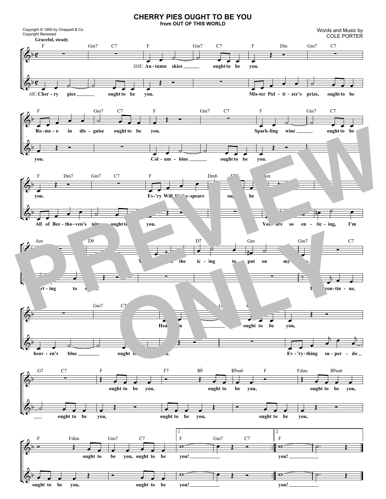 Cole Porter Cherry Pies Ought To Be You Sheet Music Notes & Chords for Melody Line, Lyrics & Chords - Download or Print PDF