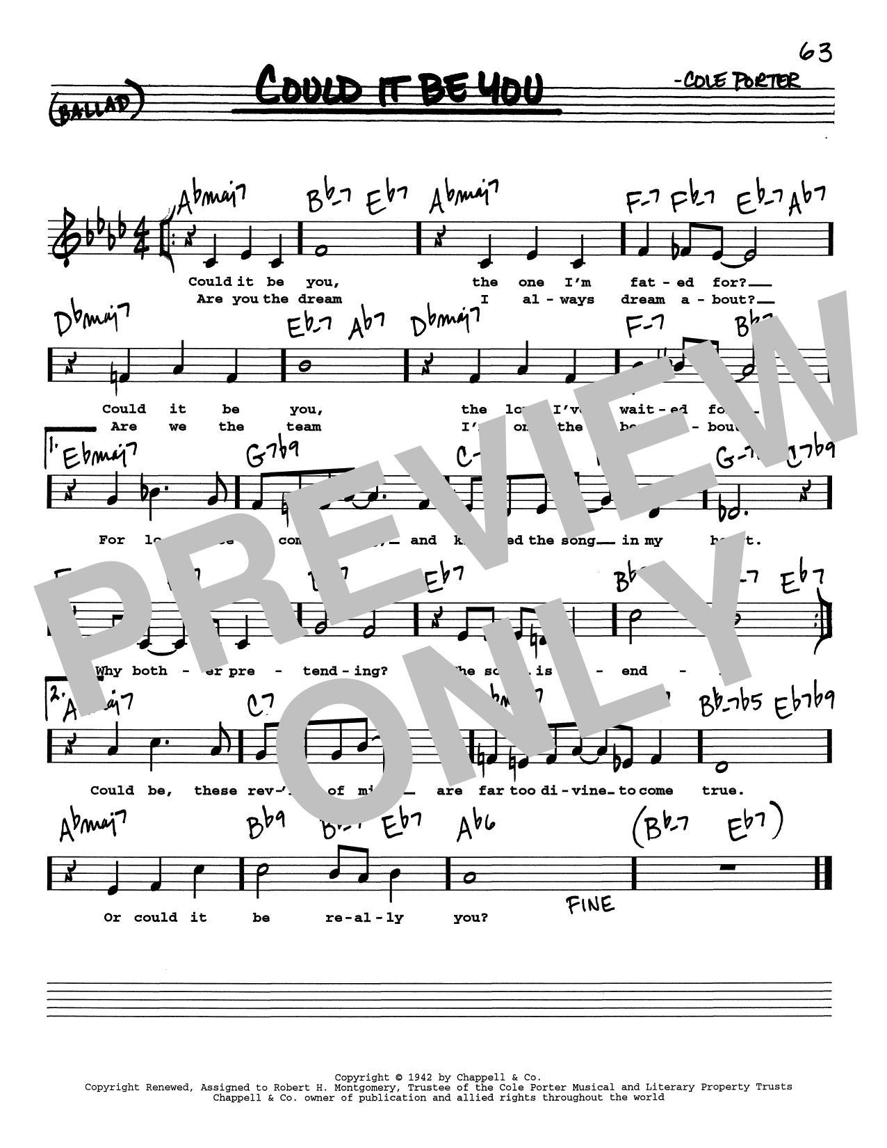 Cole Porter Could It Be You (Low Voice) Sheet Music Notes & Chords for Real Book – Melody, Lyrics & Chords - Download or Print PDF Cole Porter Could It Be You (Low Voice) Sheet Music Notes & Chords for Real Book – Melody, Lyrics & Chords - Download or Print PDF