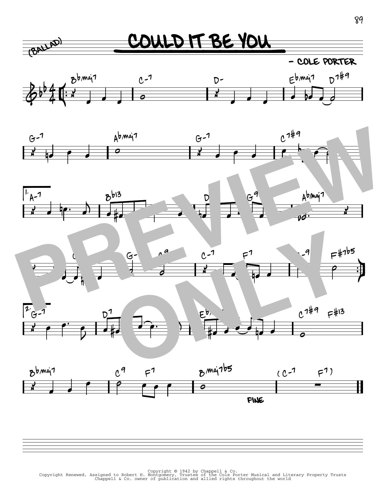 Cole Porter Could It Be You [Reharmonized version] (arr. Jack Grassel) Sheet Music Notes & Chords for Real Book – Melody & Chords - Download or Print PDF