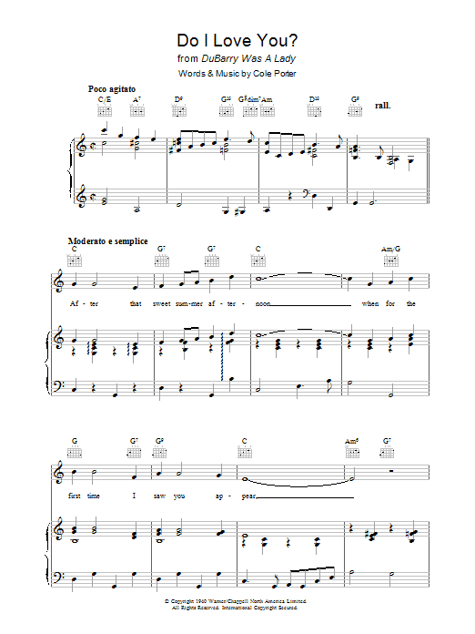 Cole Porter Do I Love You? Sheet Music Notes & Chords for Piano, Vocal & Guitar (Right-Hand Melody) - Download or Print PDF