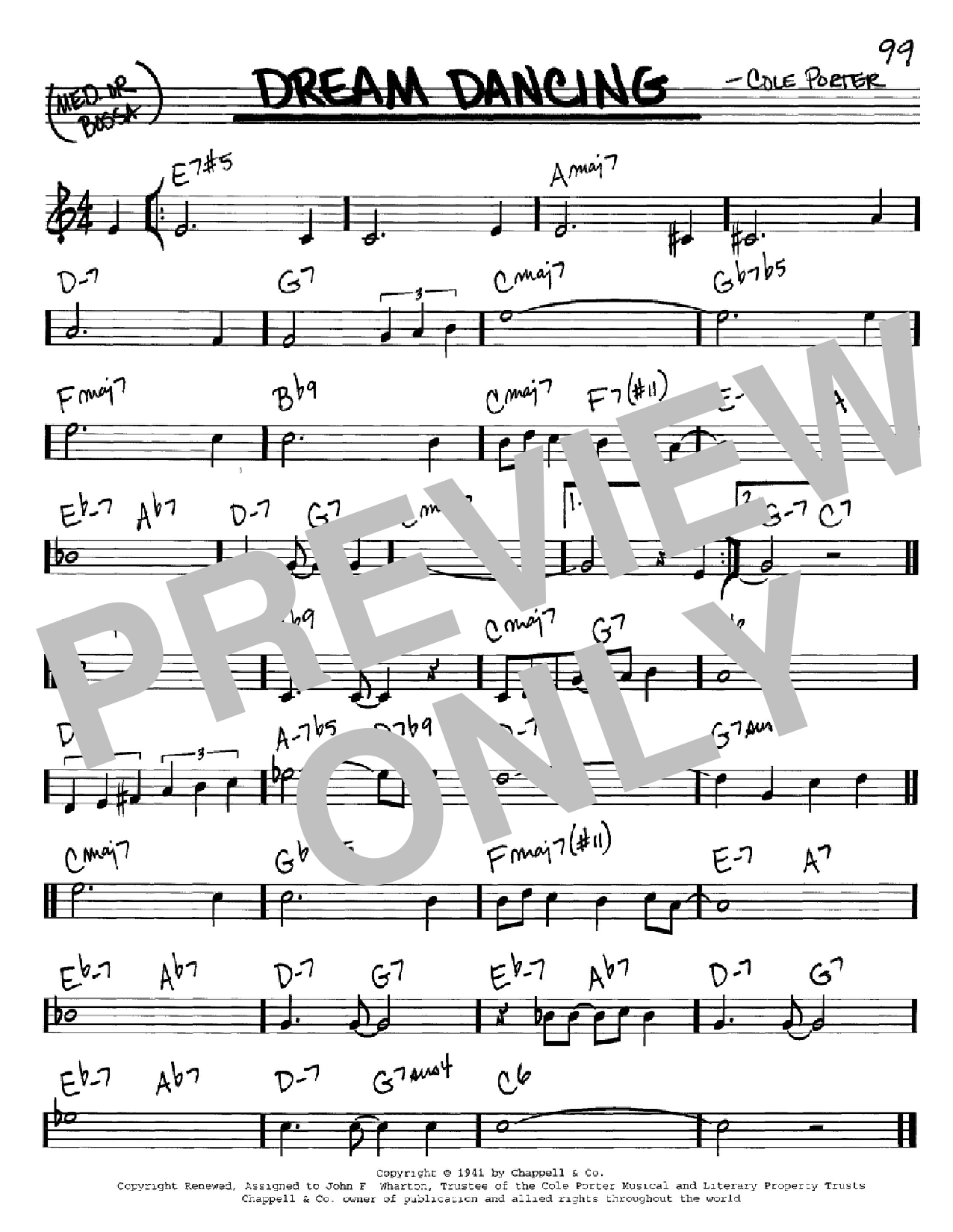 Cole Porter Dream Dancing Sheet Music Notes & Chords for Real Book – Melody & Chords - Download or Print PDF