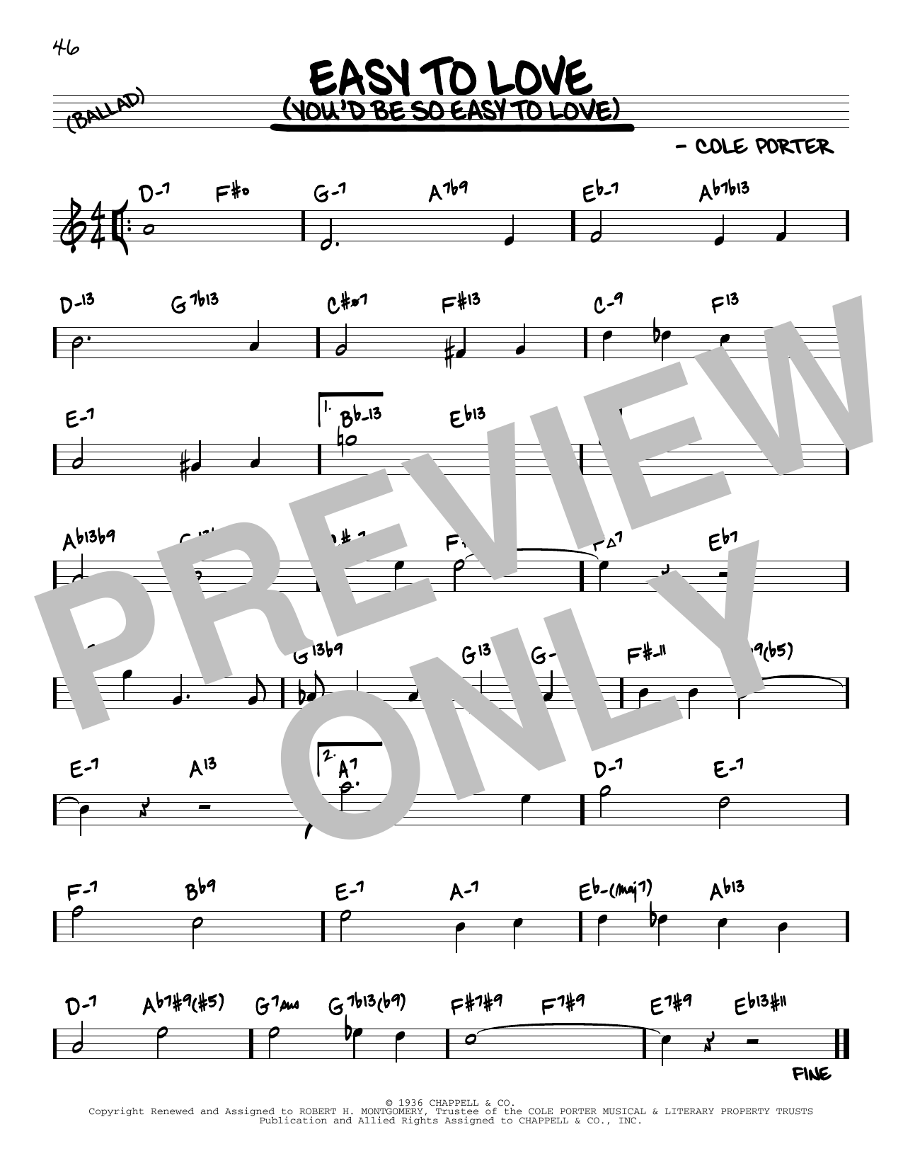 Cole Porter Easy To Love (You'd Be So Easy To Love) (arr. David Hazeltine) Sheet Music Notes & Chords for Real Book – Enhanced Chords - Download or Print PDF