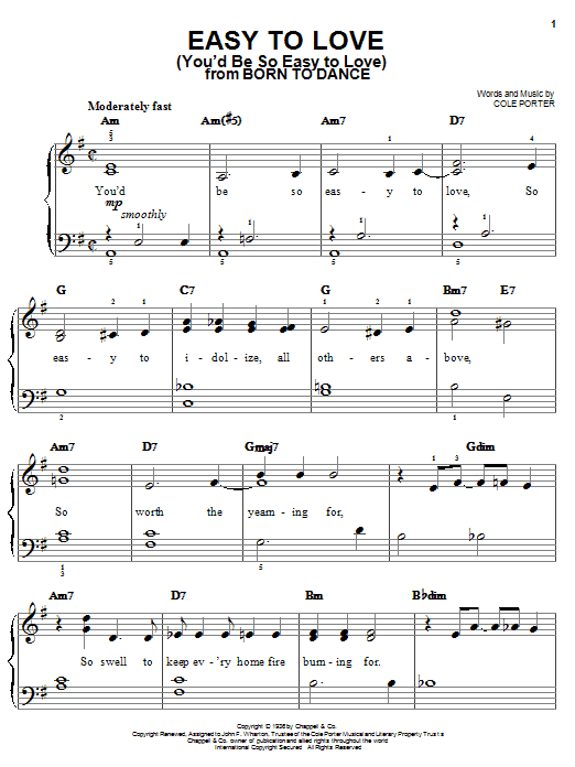 Cole Porter Easy To Love (You'd Be So Easy To Love) Sheet Music Notes & Chords for Voice - Download or Print PDF
