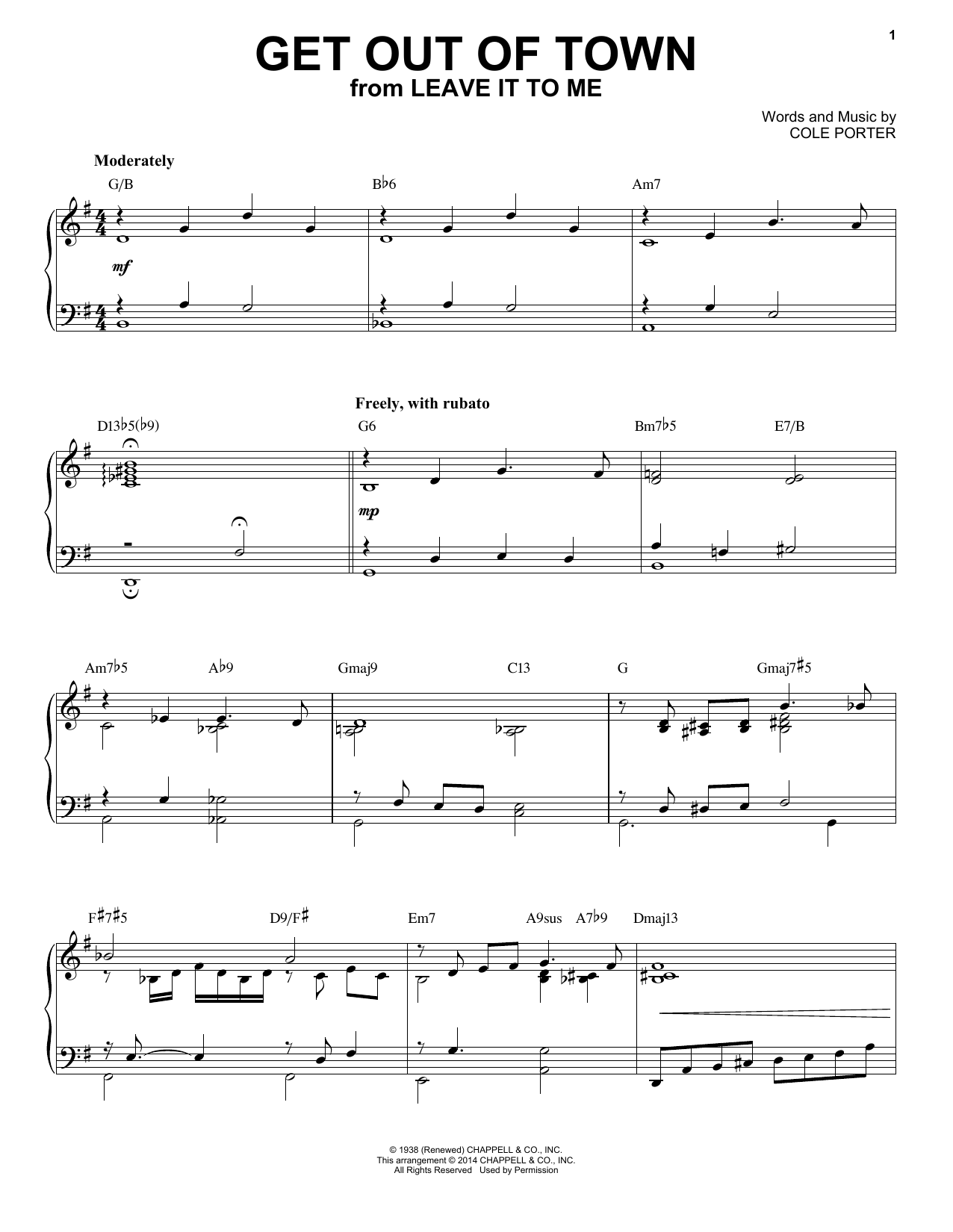 Cole Porter Get Out Of Town [Jazz version] (arr. Brent Edstrom) Sheet Music Notes & Chords for Piano - Download or Print PDF