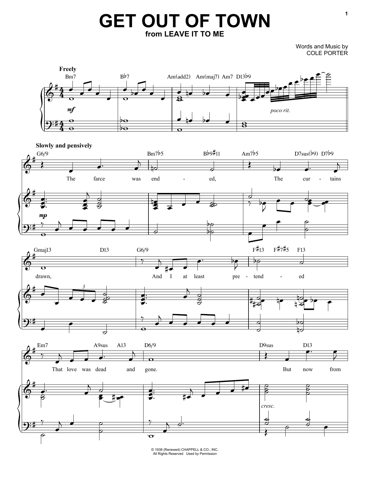Cole Porter Get Out Of Town [Jazz version] (from Leave It To Me) (arr. Brent Edstrom) Sheet Music Notes & Chords for Piano & Vocal - Download or Print PDF