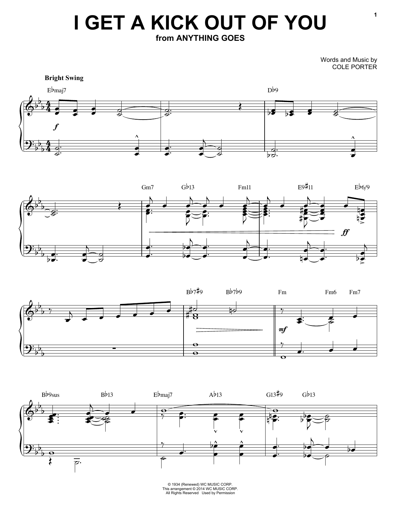 Cole Porter I Get A Kick Out Of You [Jazz version] (arr. Brent Edstrom) Sheet Music Notes & Chords for Piano - Download or Print PDF