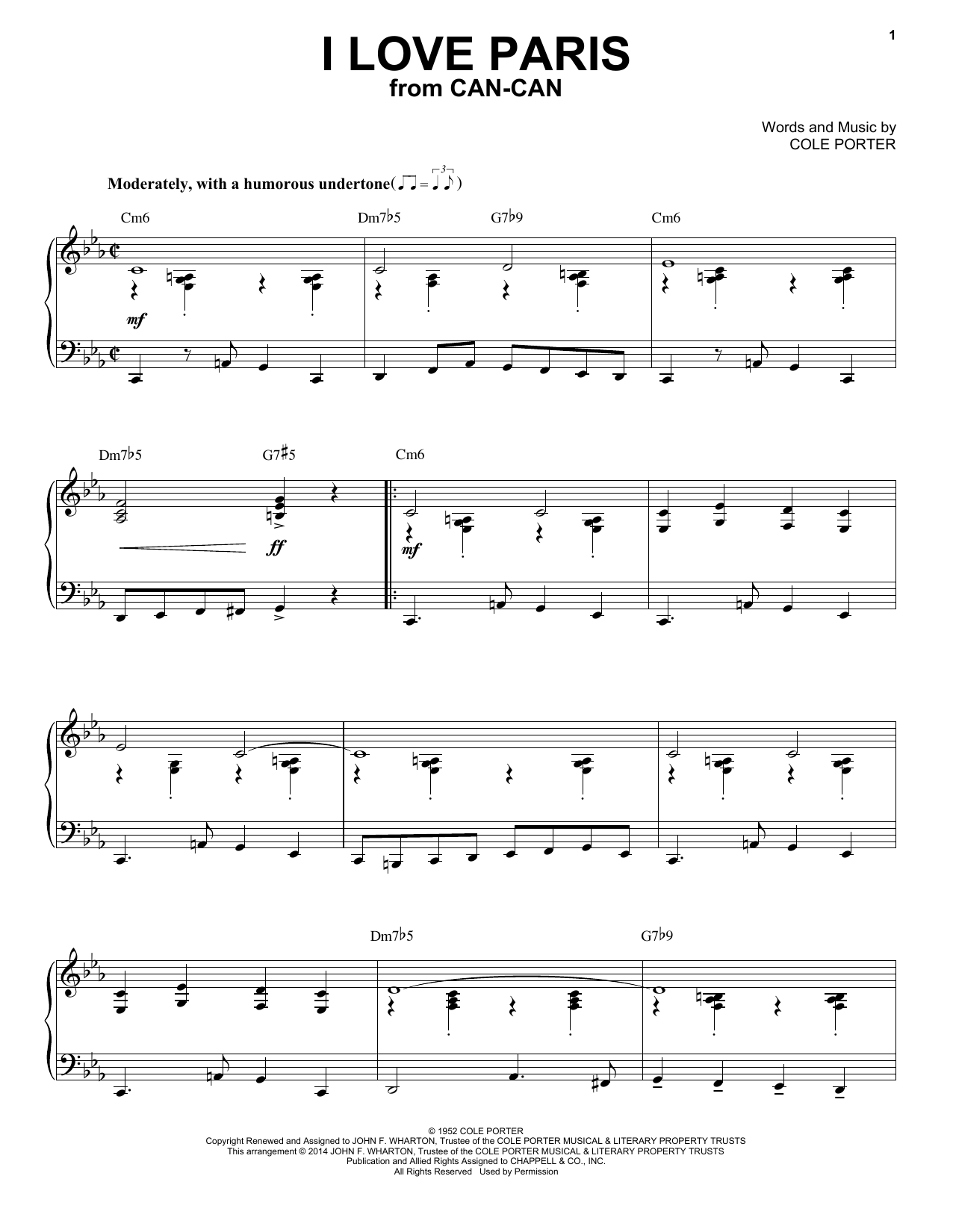 Cole Porter I Love Paris [Jazz version] (arr. Brent Edstrom) Sheet Music Notes & Chords for Piano - Download or Print PDF