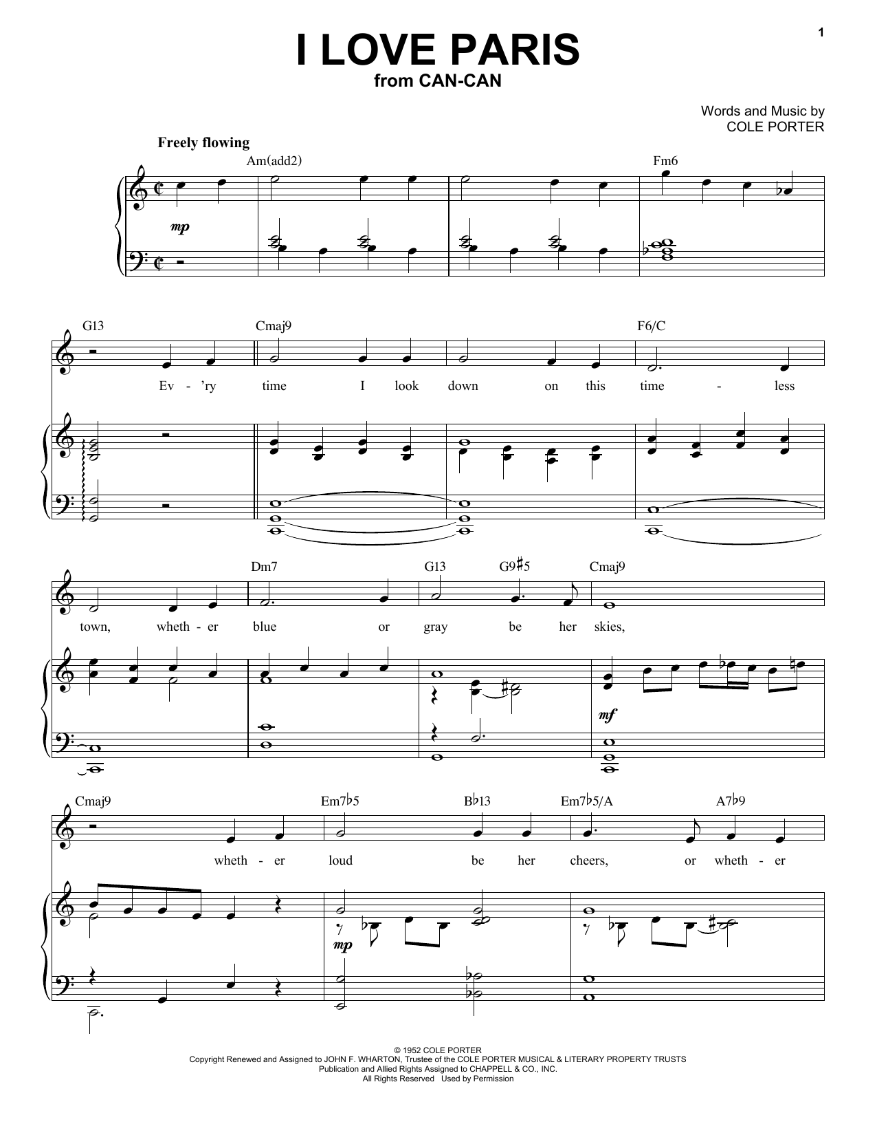 Cole Porter I Love Paris [Jazz version] (from Can-Can) (arr. Brent Edstrom) Sheet Music Notes & Chords for Piano & Vocal - Download or Print PDF